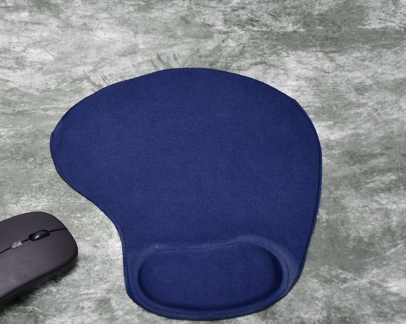 Mouse pad with wrist support, angled view