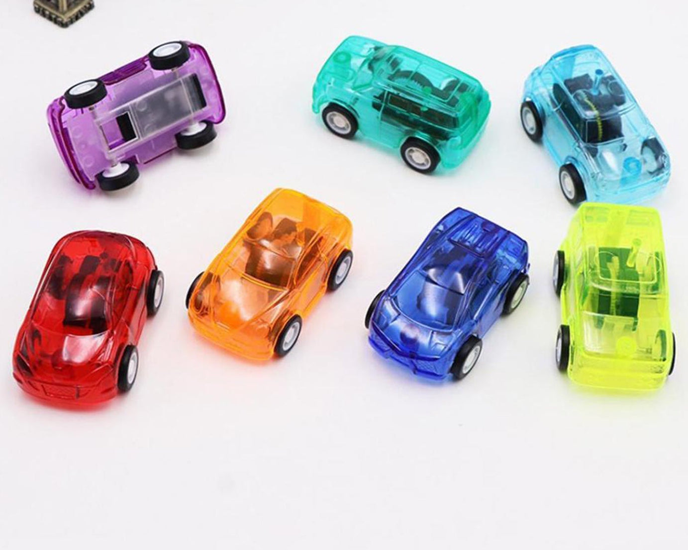 Compact pull back toy car for entertainment.