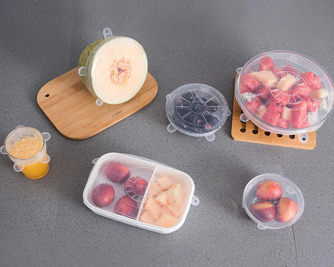 Silicone Stretch Lids, Food Cover For Freezer Microwave Oven Dishwasher Safe Fresh-Keeping Flexible Covers for Utensils, Dishes, Plates Jars, Cans, Mugs, Bowl Covers Food Safety Seal Lids (6 Pcs Set /95 Gm )