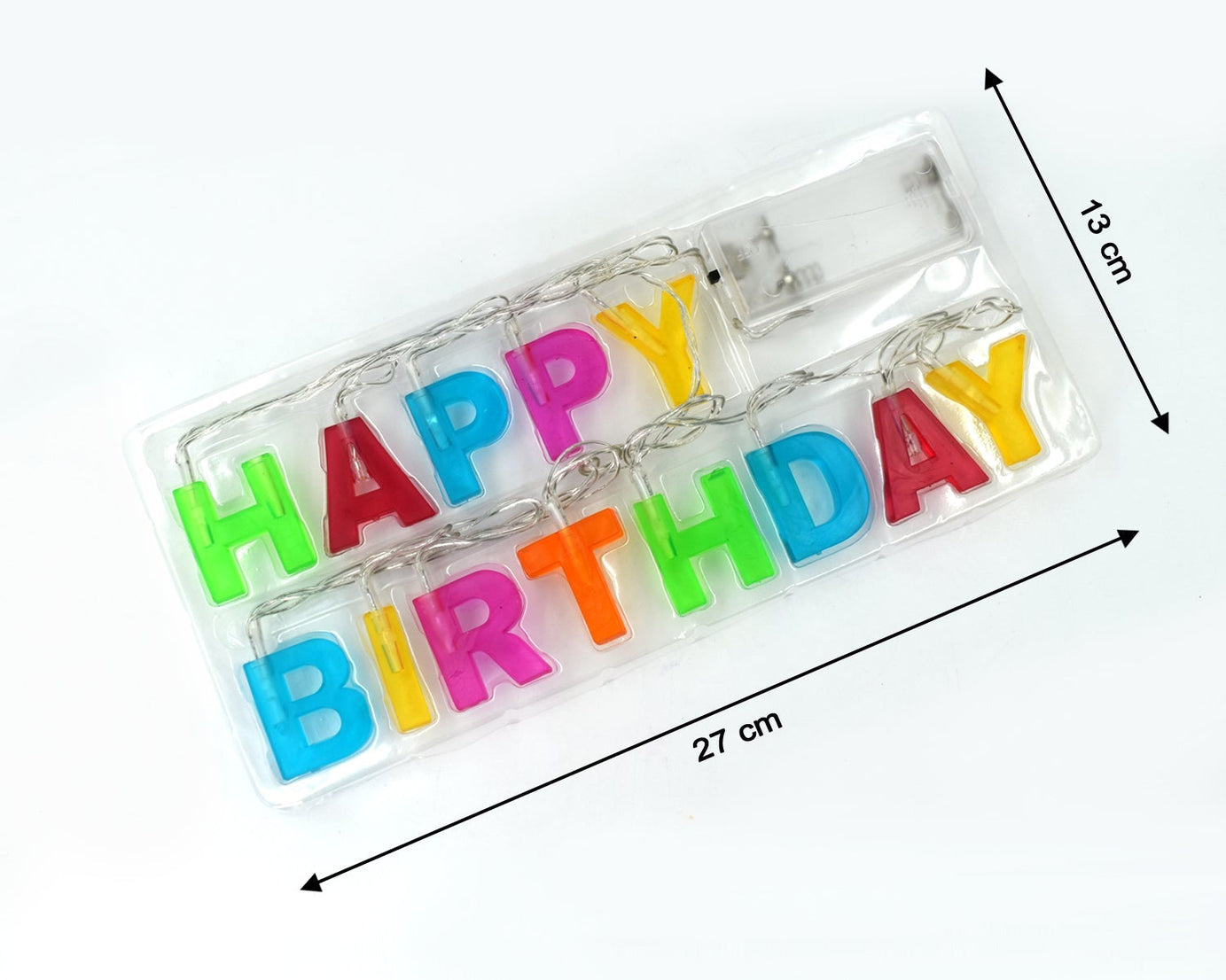 Decorative birthday string lights, LED letters, multicolor
