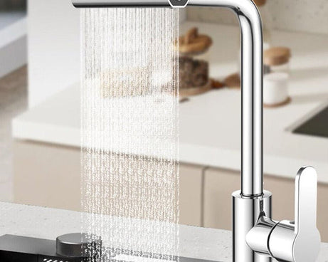 Multifunction Shower Waterfall Kitchen Faucet, 360° Rotation Waterfall Kitchen Faucet, Touch Kitchen Faucet, Faucet Extender for Kitchen Sink, Swivel Waterfall Kitchen Faucet for Washing Vegetable Fruit (4 In 1 )