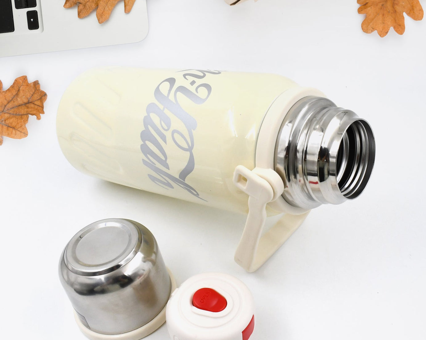 Stainless Steel Vacuum Insulated Water Bottle | Leak Proof Flask for Tea Coffee | Reusable Water Bottle with Hanging Strap | Bottle for Hot & Cold Drinks Wide Mouth Water Flask 1200 ML