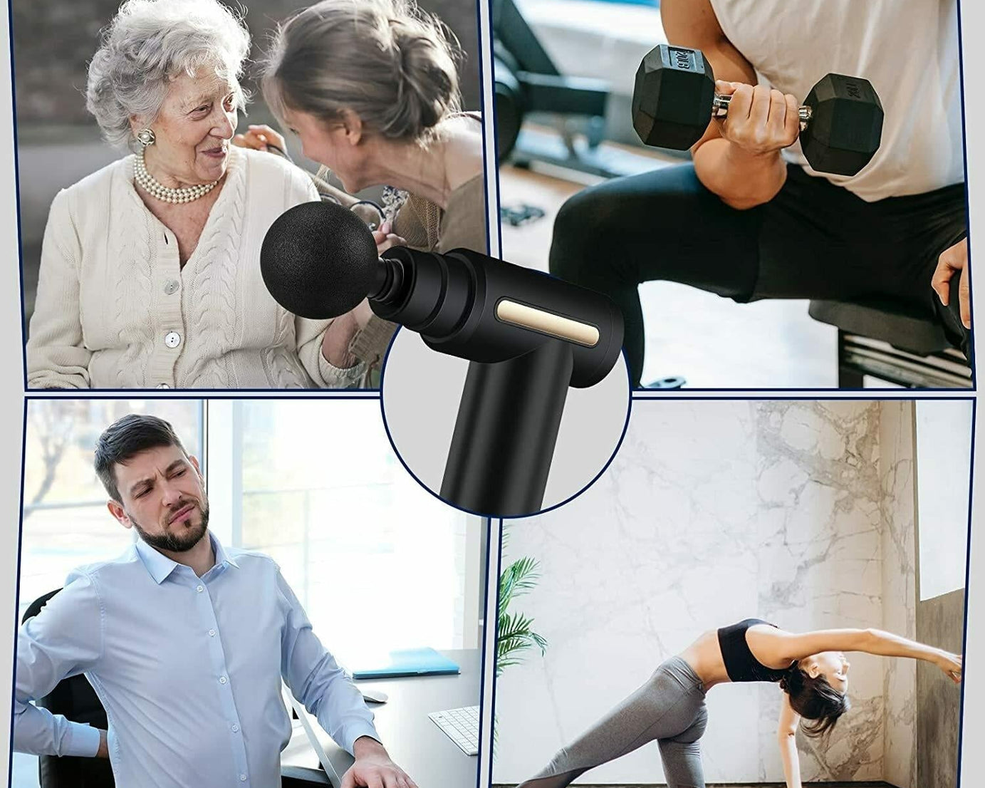 Percussion body massager with multiple speed settings for effective therapy.