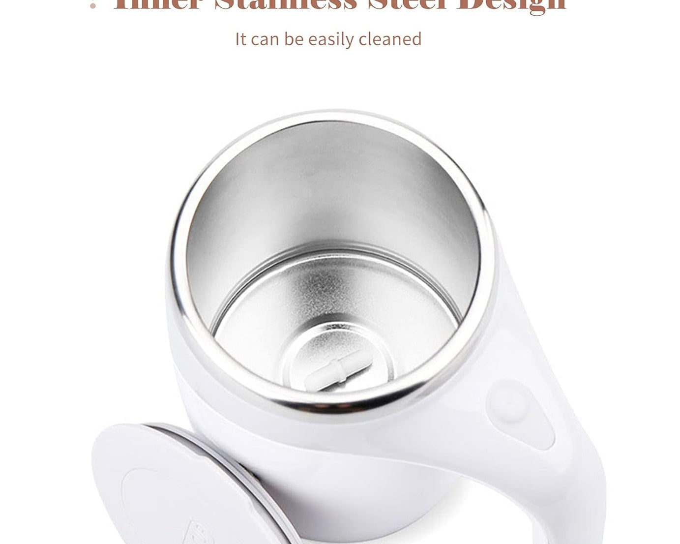 Stirring Coffee Mug | Magnetic Stirring Coffee Cup | Stainless Steel Mug for Milk | Travel Mixing Cup | Self Stirring Coffee Mug, Suitable for Coffee / Milk / Hot Chocolat | Battery Operated ( Battery Not Included)