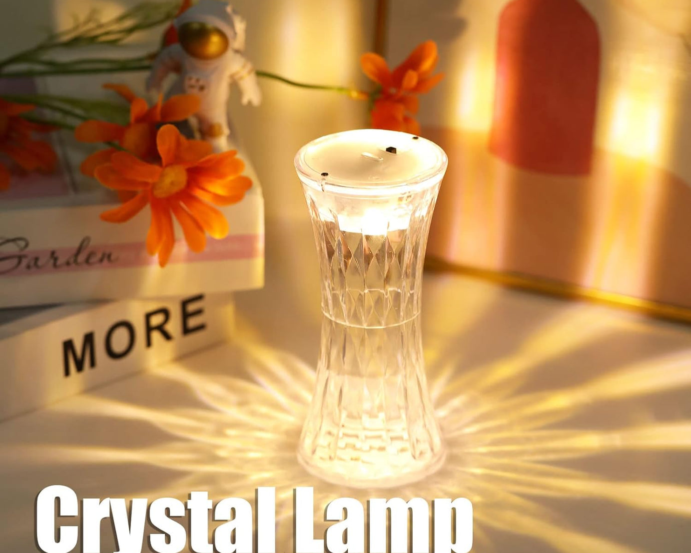 Crystal Lamp, Universal Night Light, Soft Lighting, Eye Protection for Nursery, Study, Bedroom Transparent Crystal Table Soft Lighting Multipurpose for Hotel for Office for Children's Room (12Pc MOQ)