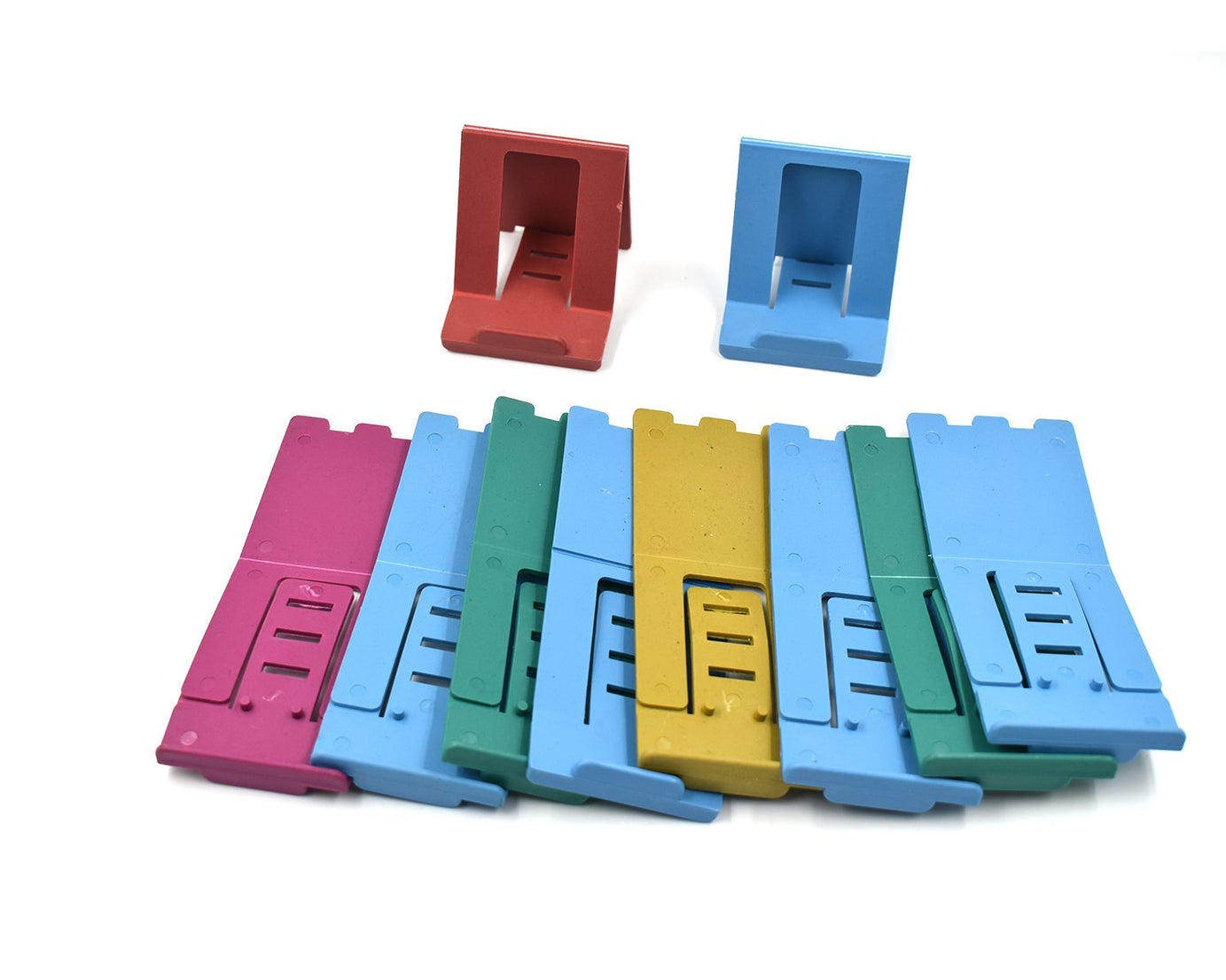 Adjustable mobile stand for supporting phones at home or work.