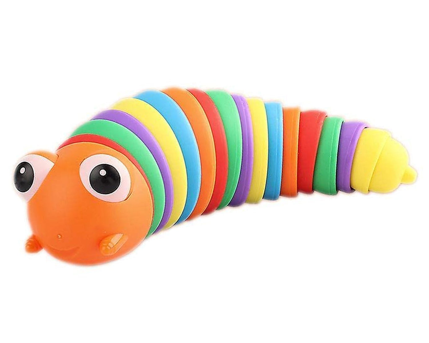 17594 3D Rainbow Color Plastic Slug Fidget Toys, Stress Relieving Toy, Sensory Slug Toy for Boys and Girls, Finger slug Toy, for Autistic, Caterpillar Fidget Toys Stress Relief Gifts for Toddlers Kids Adults  (1 Pc)