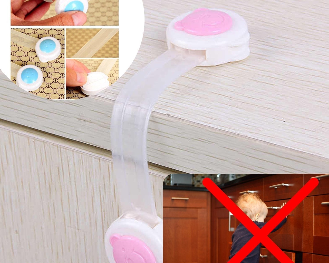 Child safety strap lock, easy installation, 1 piece.