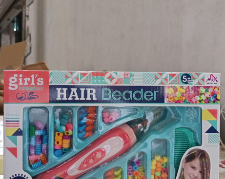 Hair Styling Clasp Clips Twisting Stringing Beads Kit for Girls, Portable Hair Braider Machine,Hairstyle Braid Kit DIY Hair Styling Tool with Comb, Rubber, Button Beads and Beads (85 Pcs Set)