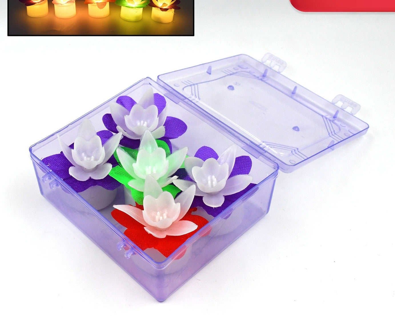 Decoration Candles/Led Diwali Decor Lotus Flower Candle (5 Pc)