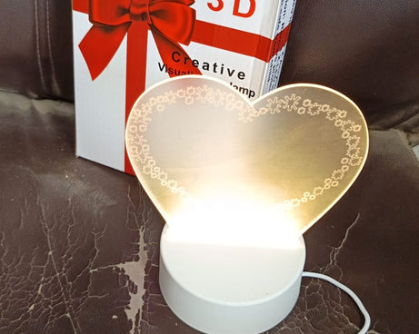 Creative Visualization Lamp 3 D Acrylic Decorative Lamp for Creative Keeps Notes Drawing Table Lamp for Home Decor / Bedroom / Gift / Office Decoration / Erasable Board (Heart-Shape / 1 pc)