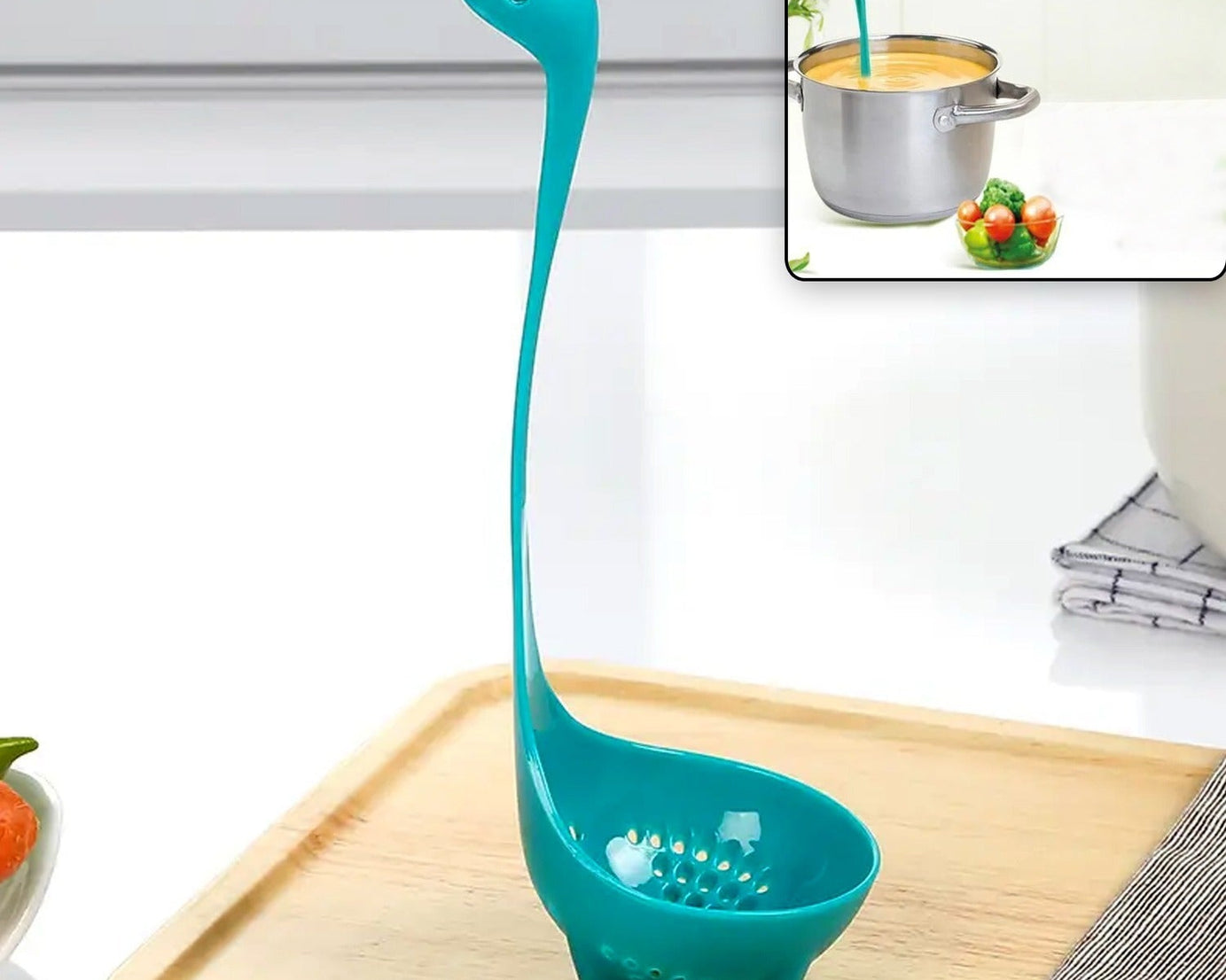 Multifunctional Colander Spoon: Soup Strainer, Long Handle, Kitchen Tool