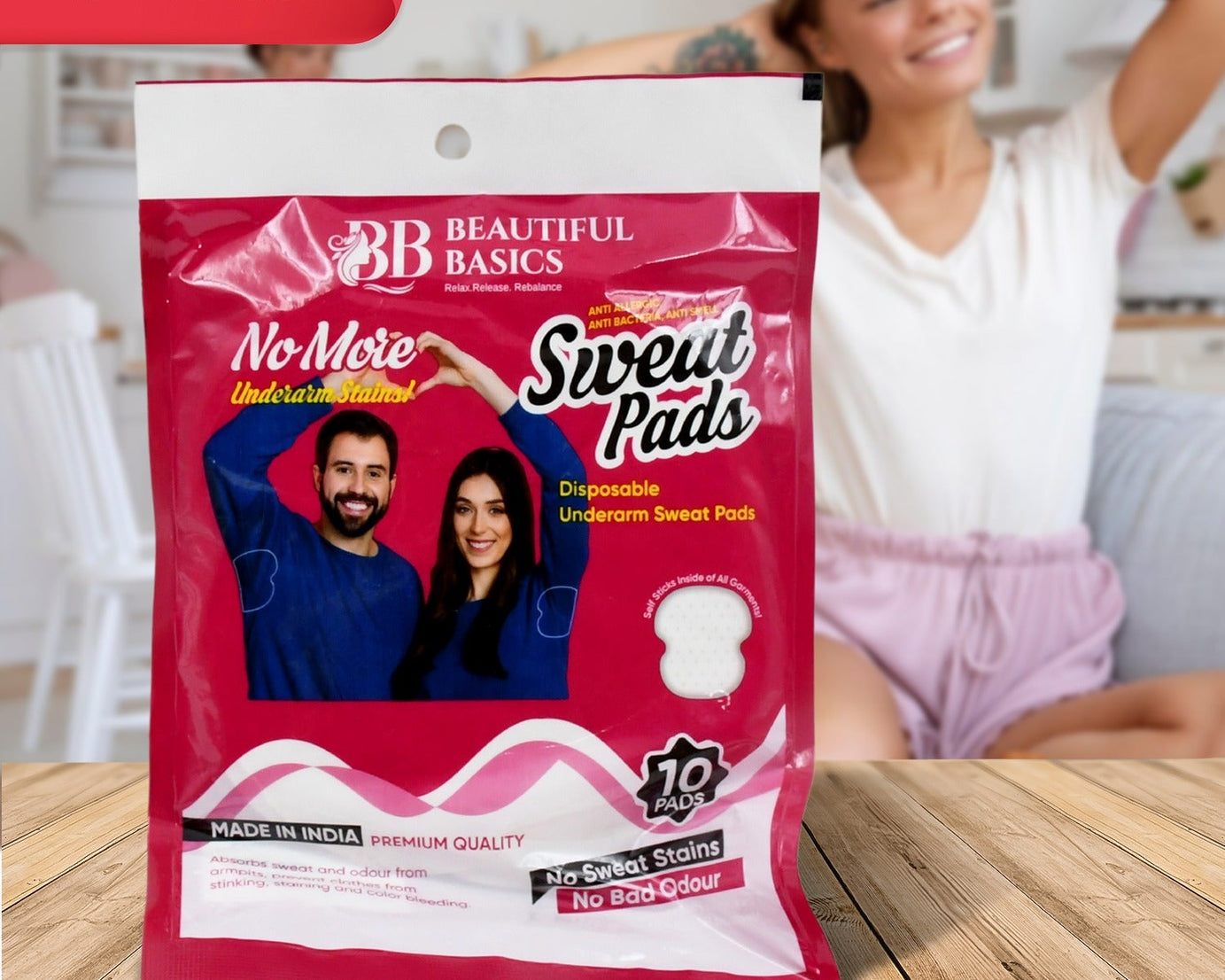 Underarms Sweat Pads Disposable Highly Absorbent Pads Cotton Anti-Allergic Anti Bacteria Anti Smell Underarm Perspiration Pad For Men And Women (Pack of 10)