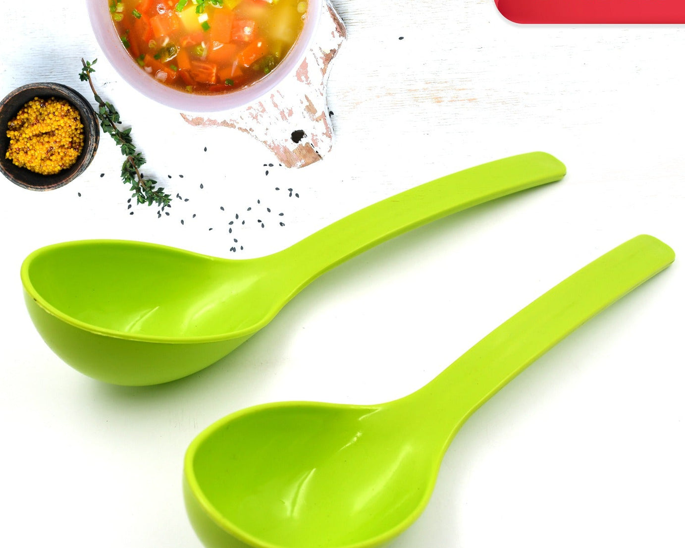 5724 Plastic Spoon Kitchen Multipurpose Serving Ladle for Frying, Serving, Turner, Curry Ladle, Serving Rice, Spoon Used While Eating and Serving Food Stuffs Etc (2 Pcs Set / 10 Inch )