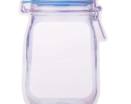 Airtight plastic food storage jar with zipper, 1000ml capacity.