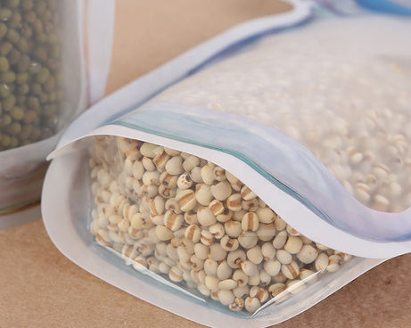 1000ml plastic food storage jar with airtight seal and zipper.