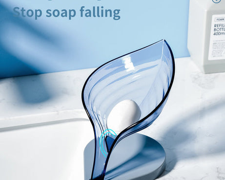 Creative leaf soap holder for easy drainage.