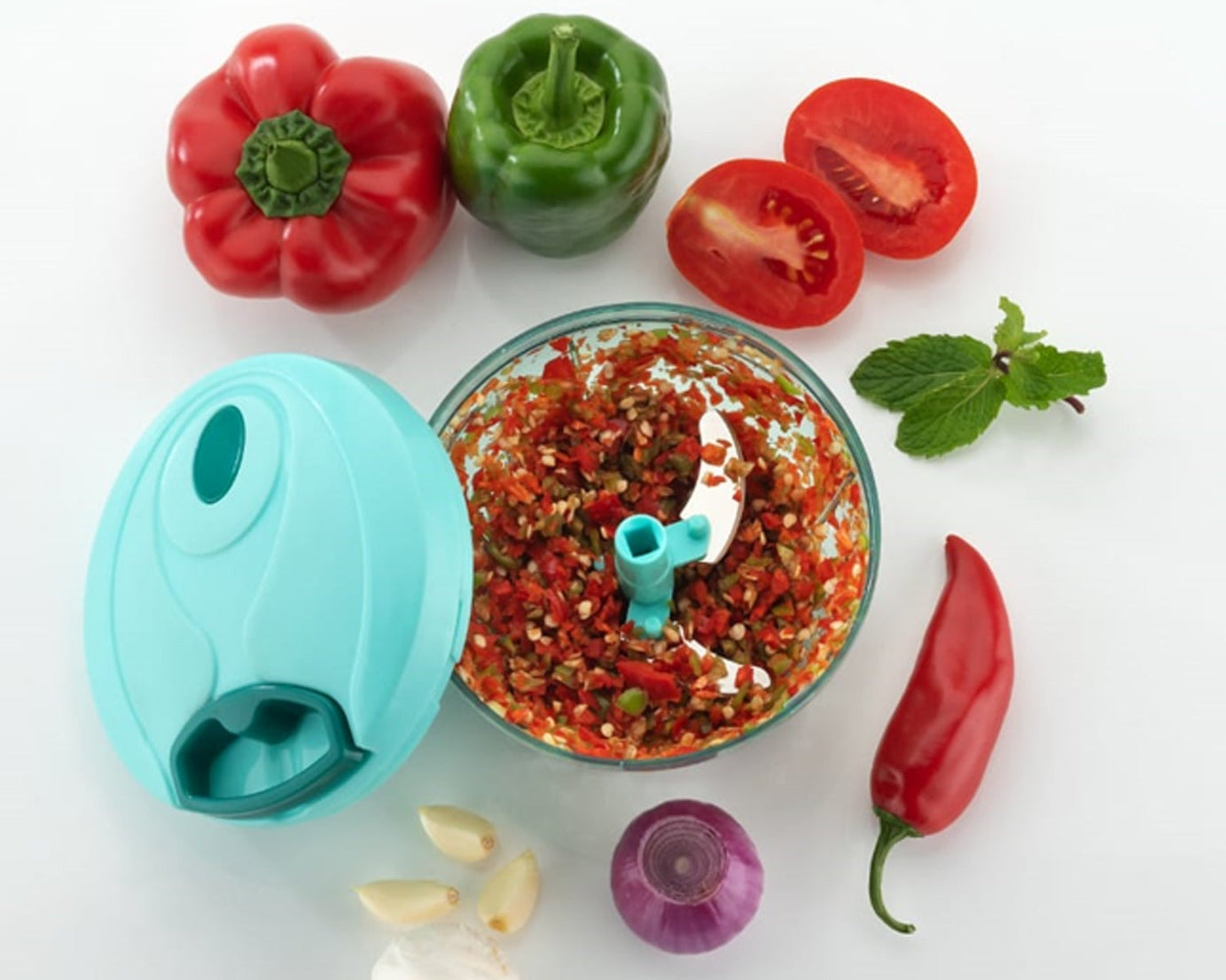 Handy Mini Plastic Vegetable Chopper Cutter, Onion Chopper Vegetables for Kitchen Accessories with 3 Blades