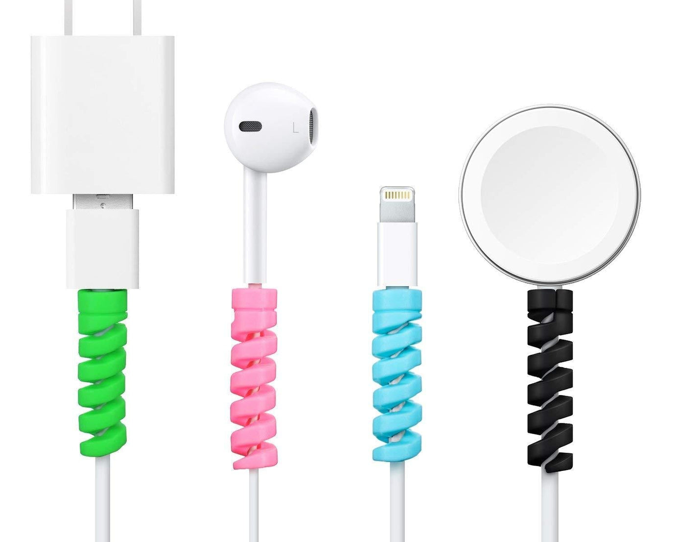 Spiral cable protector for charger cables, pack of 4