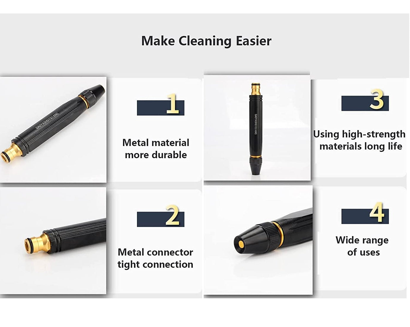 Side view of the high pressure spray gun.