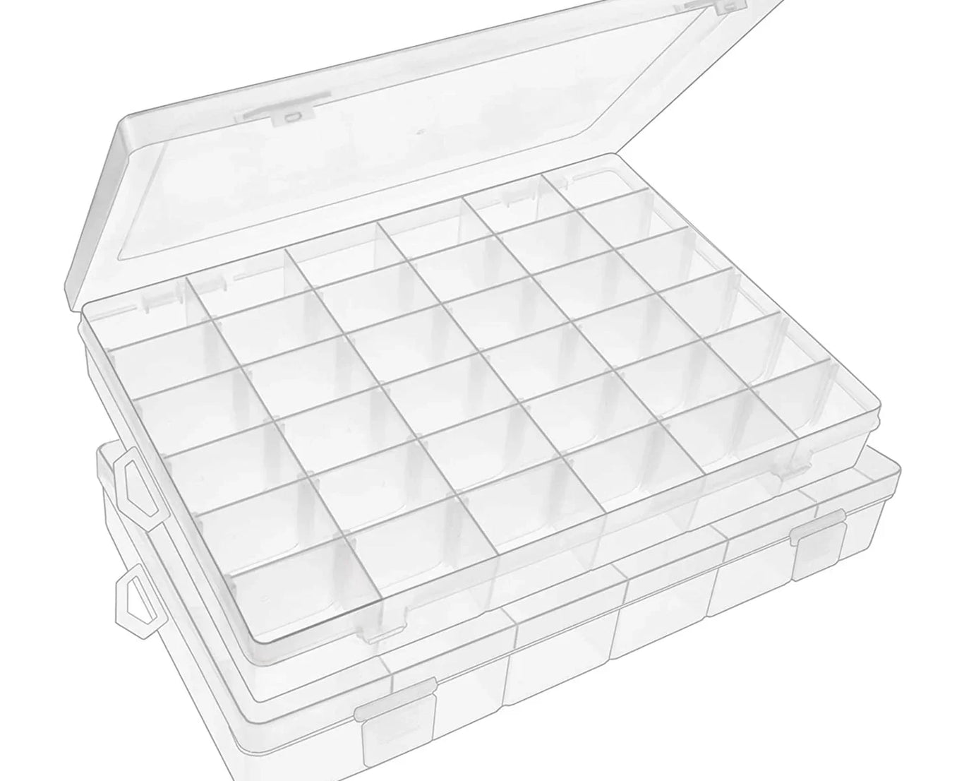 36 Grids Clear Plastic Organizer Jewelry Storage Box with Adjustable Dividers, Transparent Organizer Box (1pc)