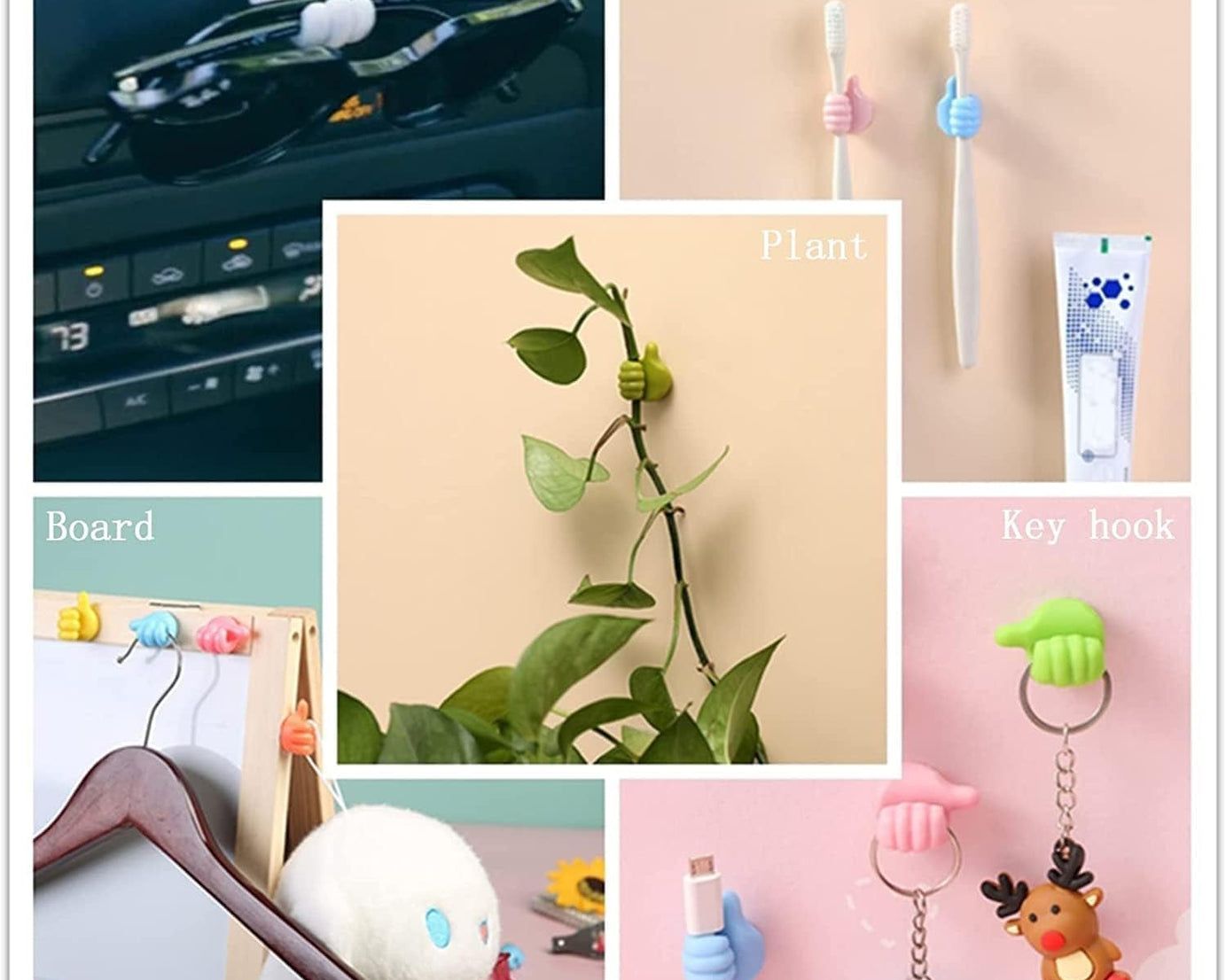 Thumb Cable Clips,Cord Holder Multi-Functional Wall Hooks Cable Organizer Cable Management for Desk Home Office Car Multi Color (Pack Of 10)