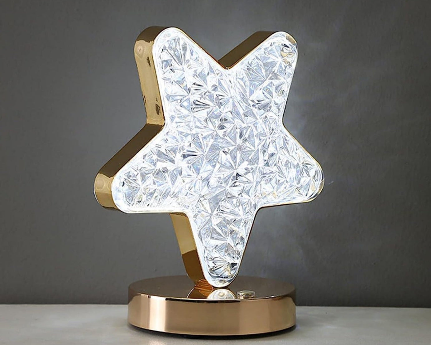 Star Shape Crystal Diamond Lamp Cordless Luxury Lamp with USB Rechargeable, 3-Way Dimmable & Touch Control Decorative Nightstand Lamp for Bedroom, Living Room, Party, Restaurant Decor (1 Pc )