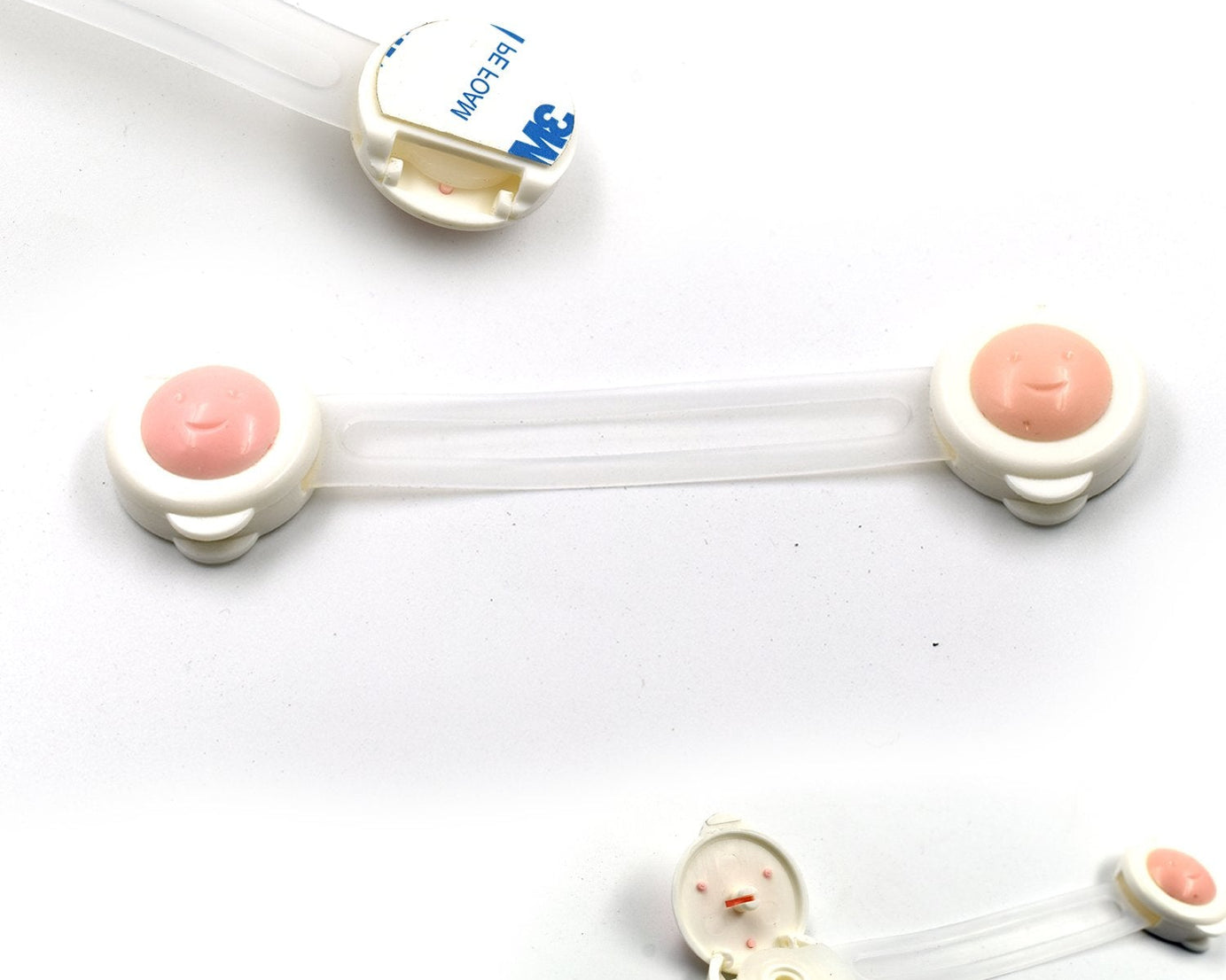 Baby safety strap locks, single piece.