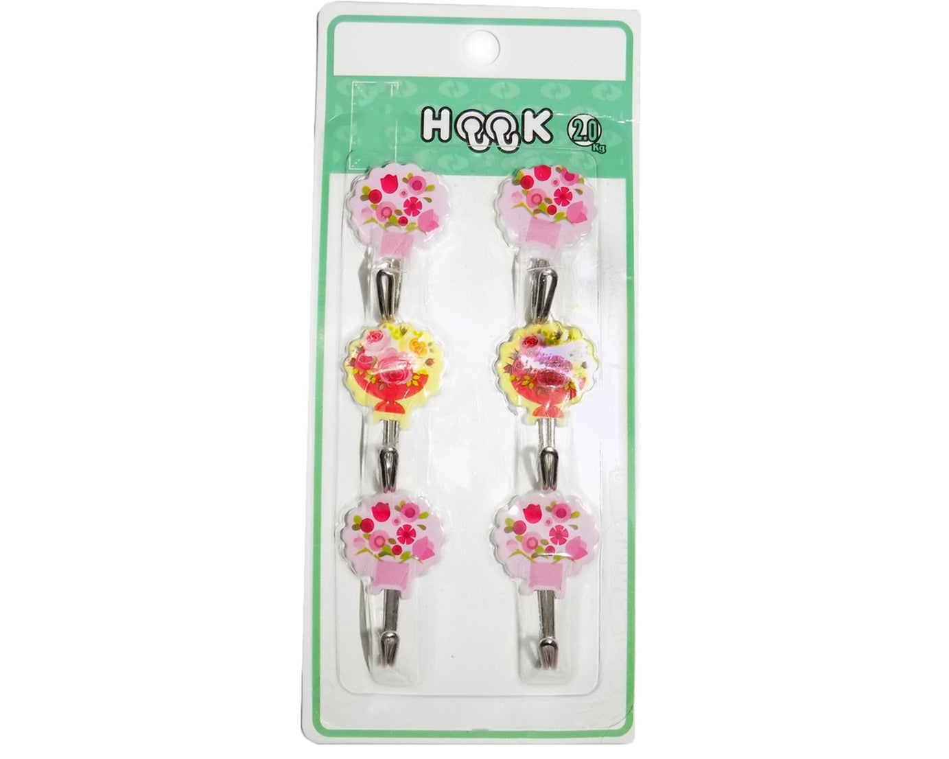 Durable self-adhesive wall hooks, pack of 6.