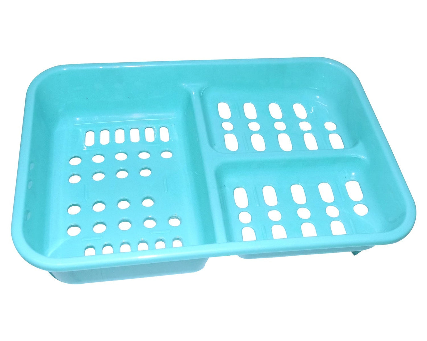 Three-in-one plastic soap holder, convenient for bathroom organization.