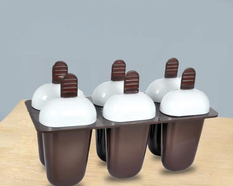Plastic Ice Candy Maker Kulfi Maker Moulds Set with 6 Cups (Multicolour)