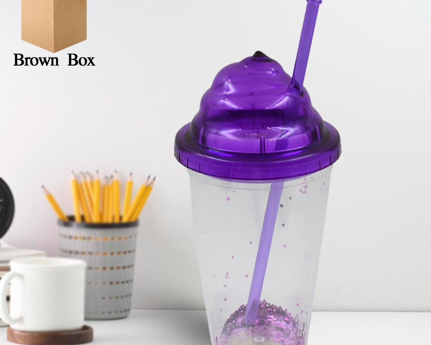 High Quality Plastic Creative Cold Drink Cup / Tumble, Reusable Tea Coffee Tumbler with Lid and Straw, Double Wall Plastic Drinking Sport Bottle, Travel Tumbler (1 Pc / Mix Color)