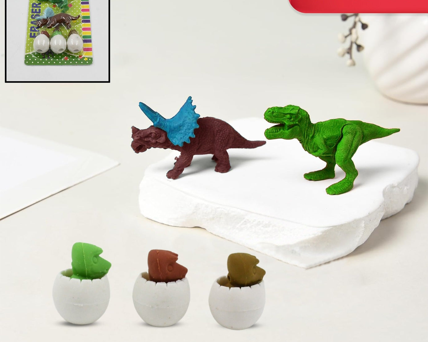Dinosaur Shaped Erasers & Egg shape Eraser for Kids, Dinosaur Erasers Puzzle 3D Eraser, Mini Eraser Dinosaur Toys, Desk Pets for Students Classroom Prizes Class Rewards Party Favors (5 Pcs Set)