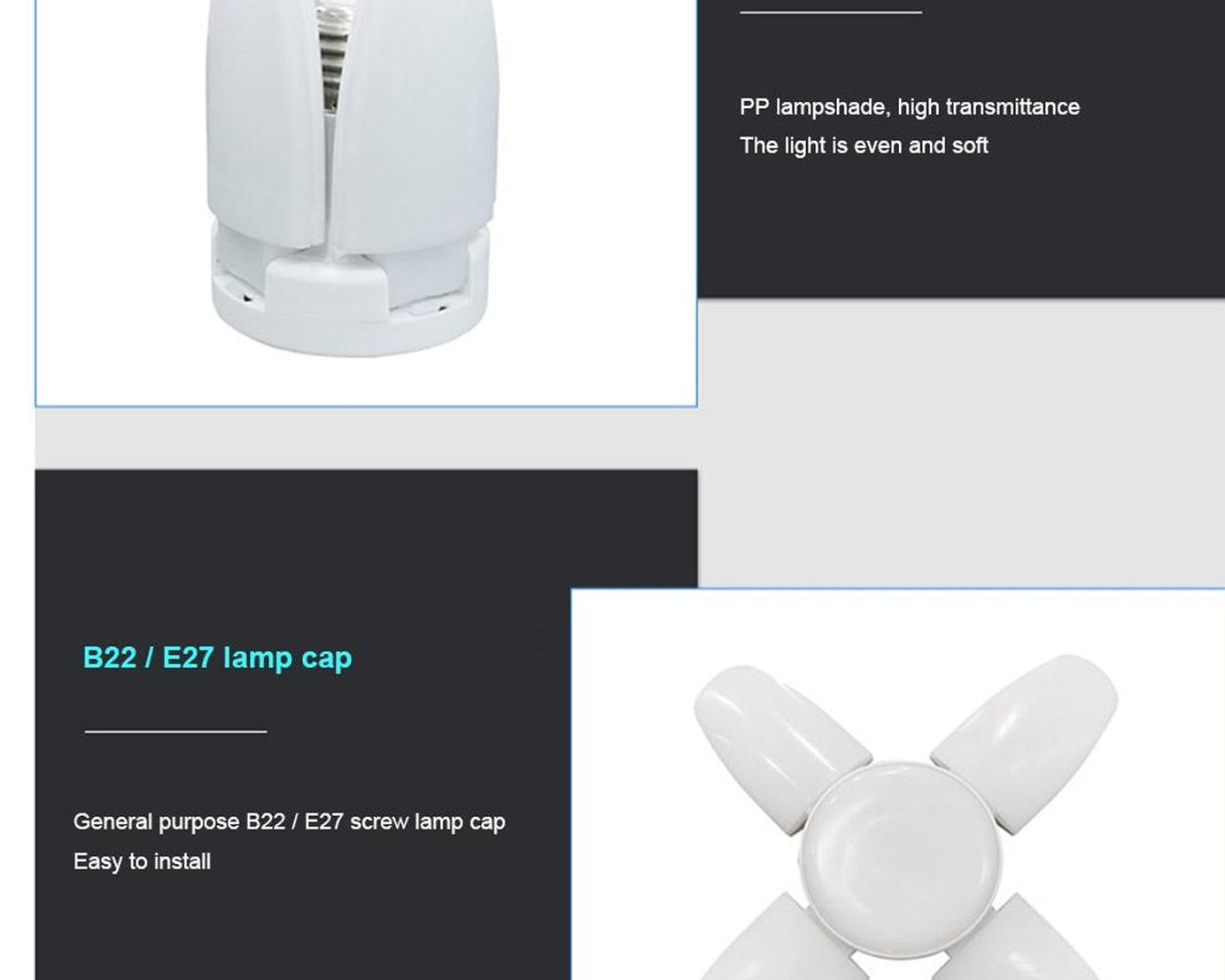 LED fan blade bulb in white color