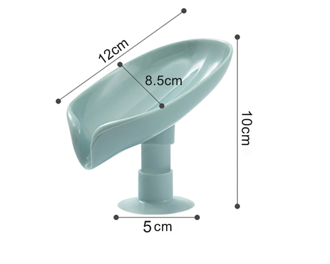 Leaf shape soap dish with drainage for better soap drying.