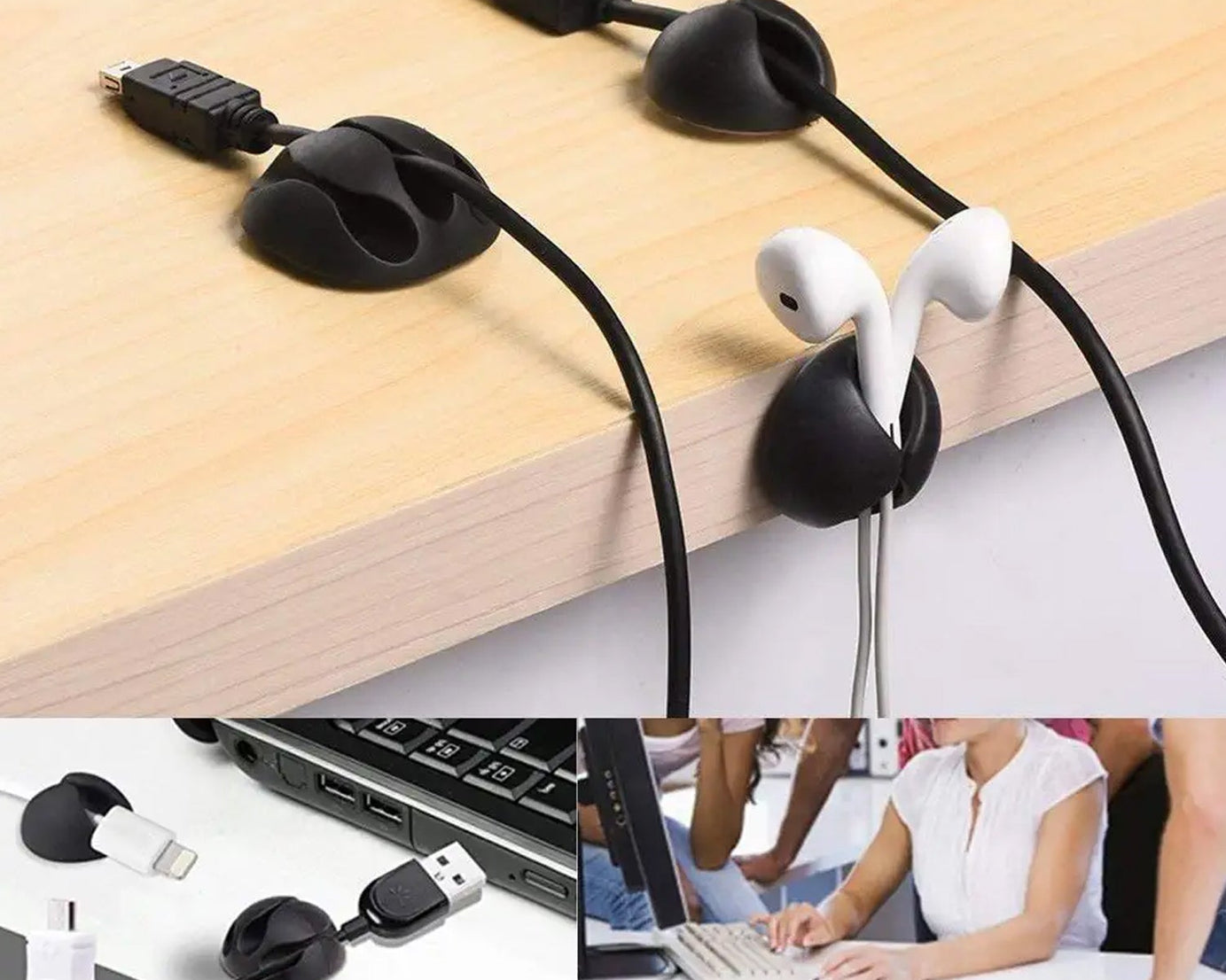 Wire clips for organizing desk cables