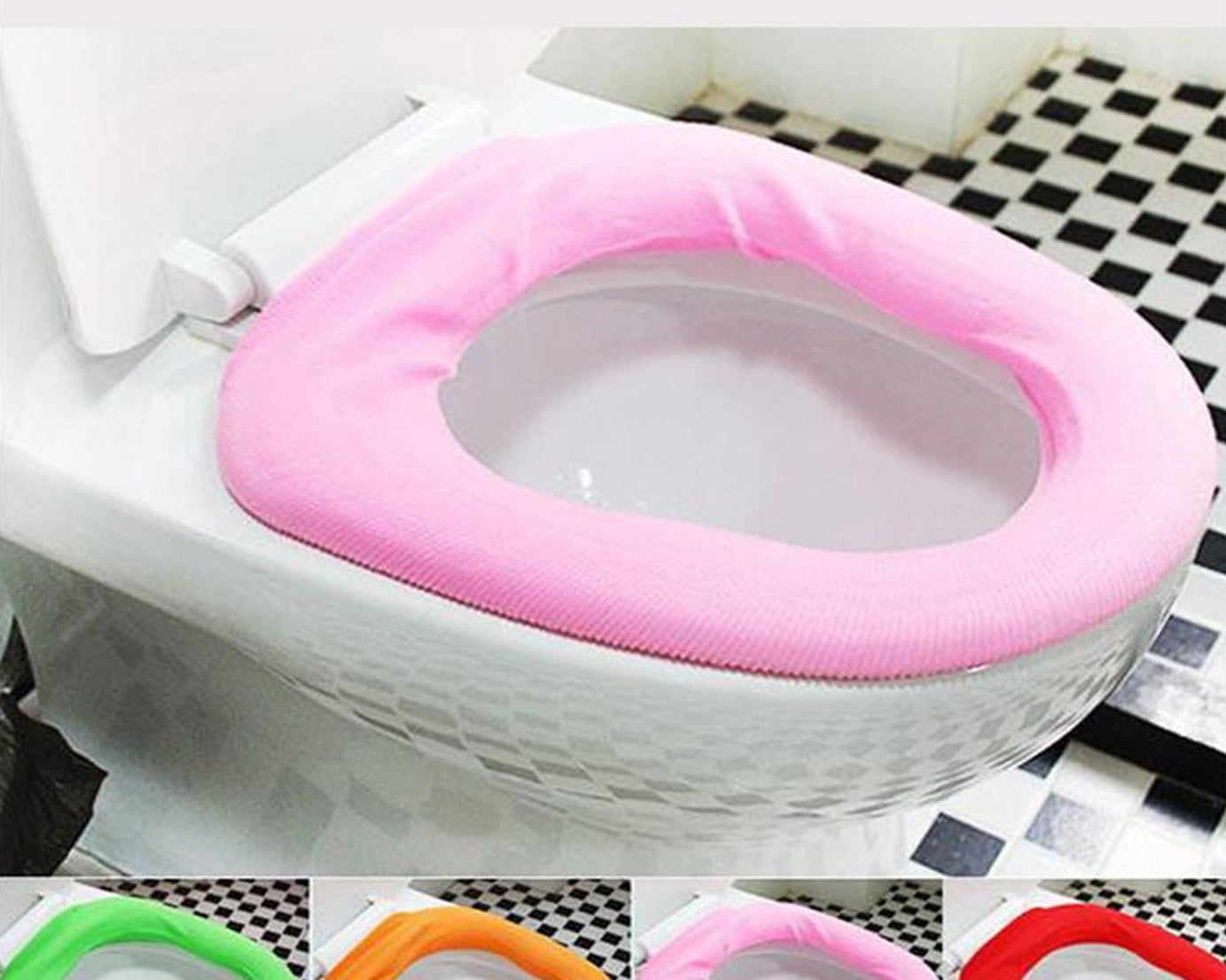Bathroom Soft Thicker Warmer Stretchable Washable Cloth Toilet Seat Cover Pads (1pc)