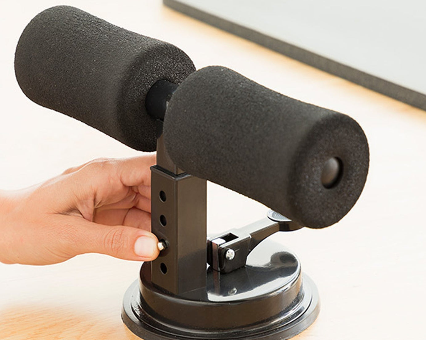 Suction sit-up tool for handling and cutting tape.