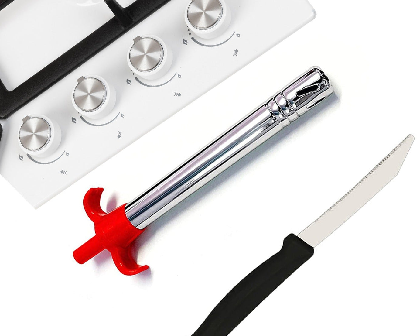 Stainless Steel Electronic Gas Lighter and Knife (2 in 1)