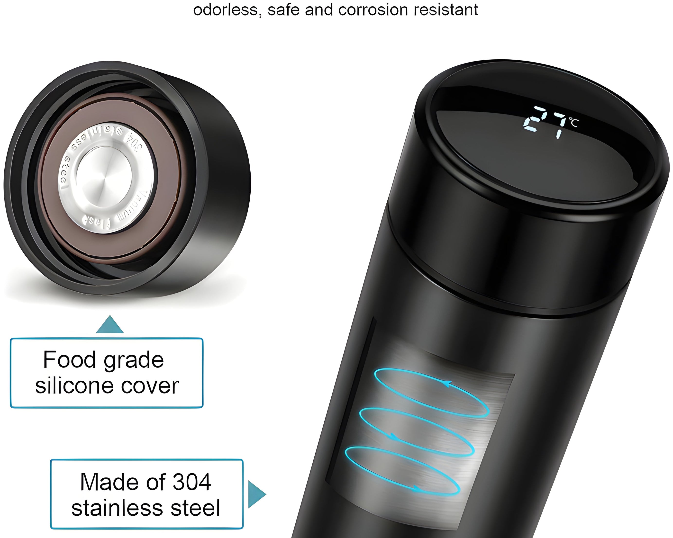 Customized/Personalized Stainless Steel Smart Water Bottle with Smart LCD Temperature Touch | Gifting Custom Name Water Bottle | Gifts for Boyfriend/Girlfriend/Employee | 500ML