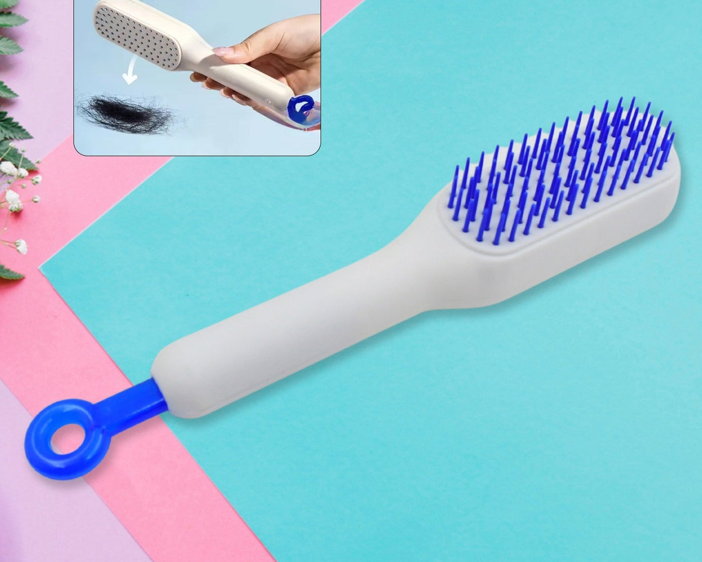 Self-Cleaning Hairbrush, Self-Cleaning Anti-Static Detangling Massage Comb, One-pull Clean Scalable Rotate Lifting Self Cleaning Hairbrush Hair Styling Tools