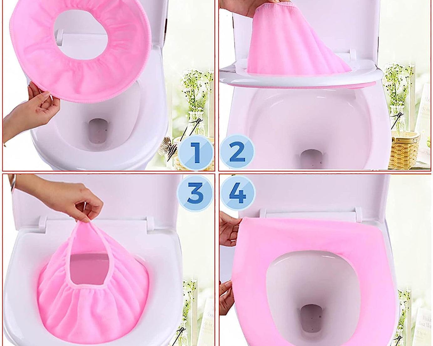 Bathroom Soft Thicker Warmer Stretchable Washable Cloth Toilet Seat Cover Pads (1pc)