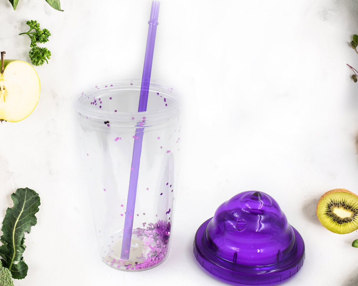 High Quality Plastic Creative Cold Drink Cup / Tumble, Reusable Tea Coffee Tumbler with Lid and Straw, Double Wall Plastic Drinking Sport Bottle, Travel Tumbler (1 Pc / Mix Color)