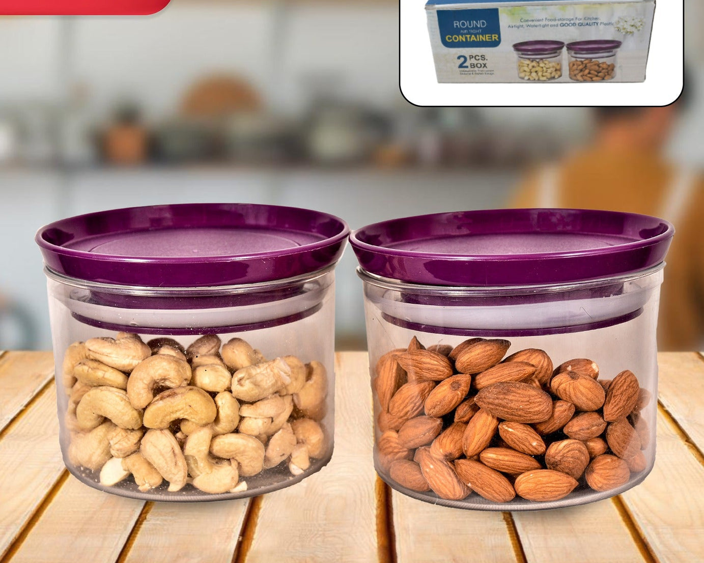 Air Tight & Unbreakable Kitchen Jar Set Food Storage Containers for Dry Fruits, Spices, Snacks, Pulses (2 Pcs Set)