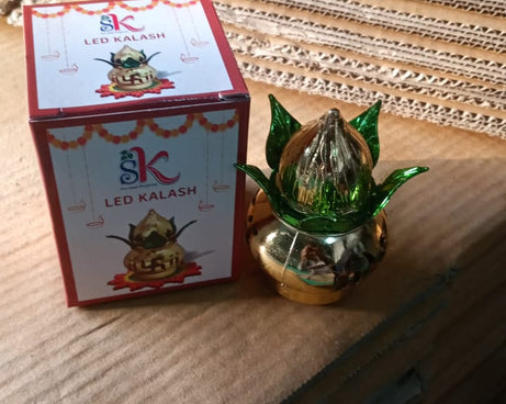 Gold Plated Eco Friendly LED Kalash  for Pooja Mandir (1 pc / Multicolor LED)