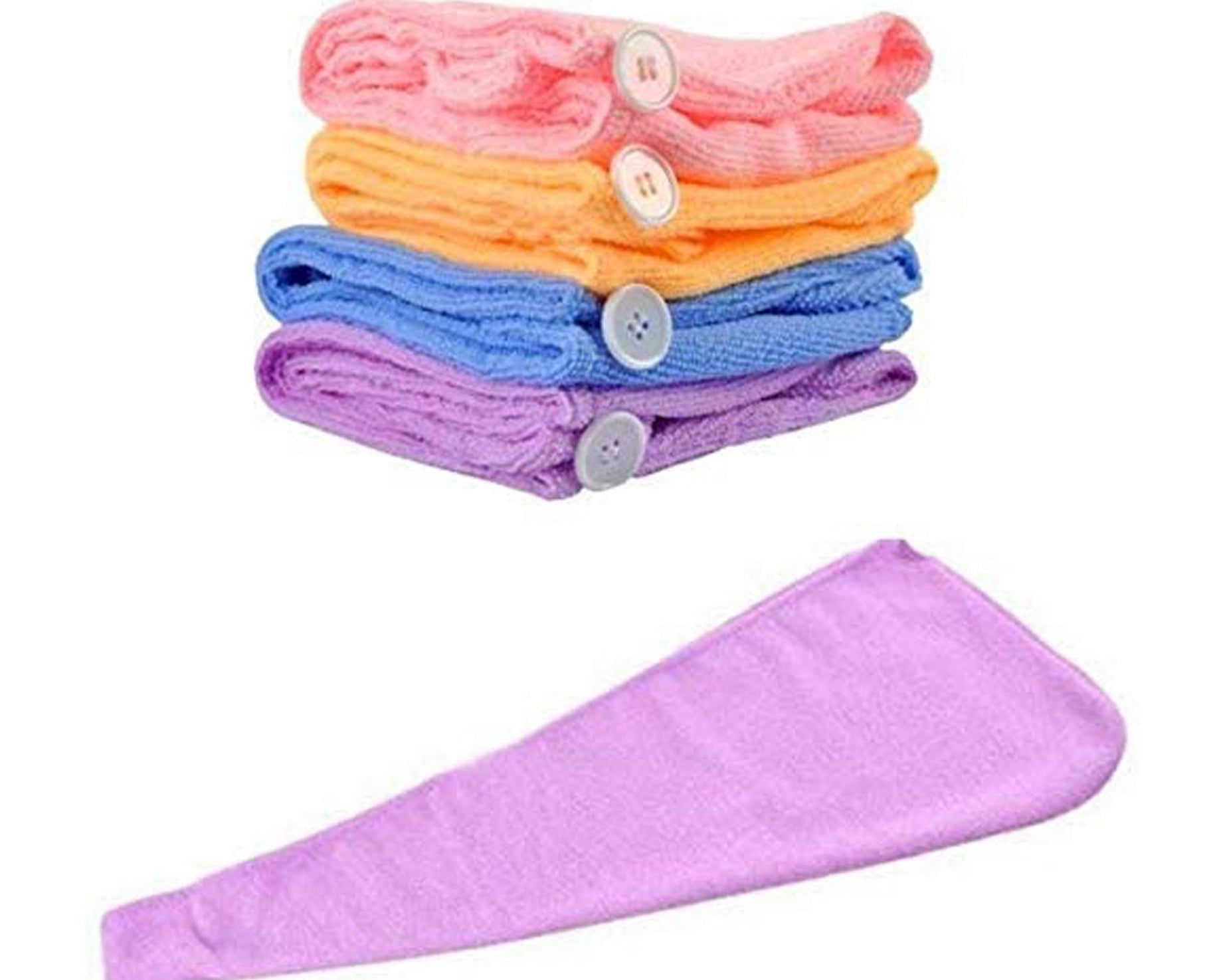 Absorbent microfiber towel for hair, quick-dry turban style.