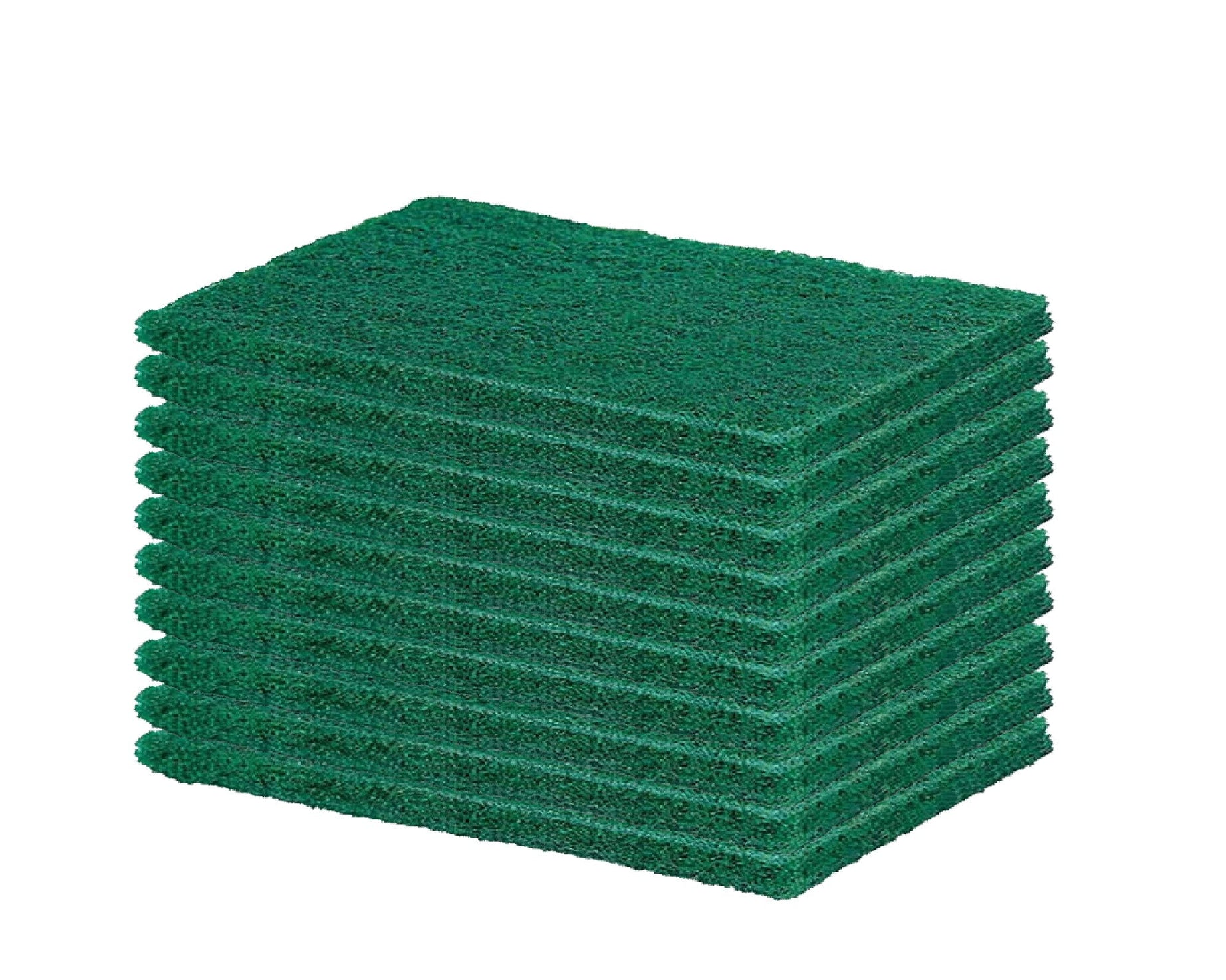 Set of green cleaning pads for scrubbing utensils and tiles