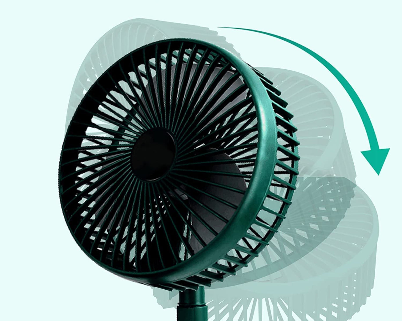 Compact desktop fan for personal cooling.