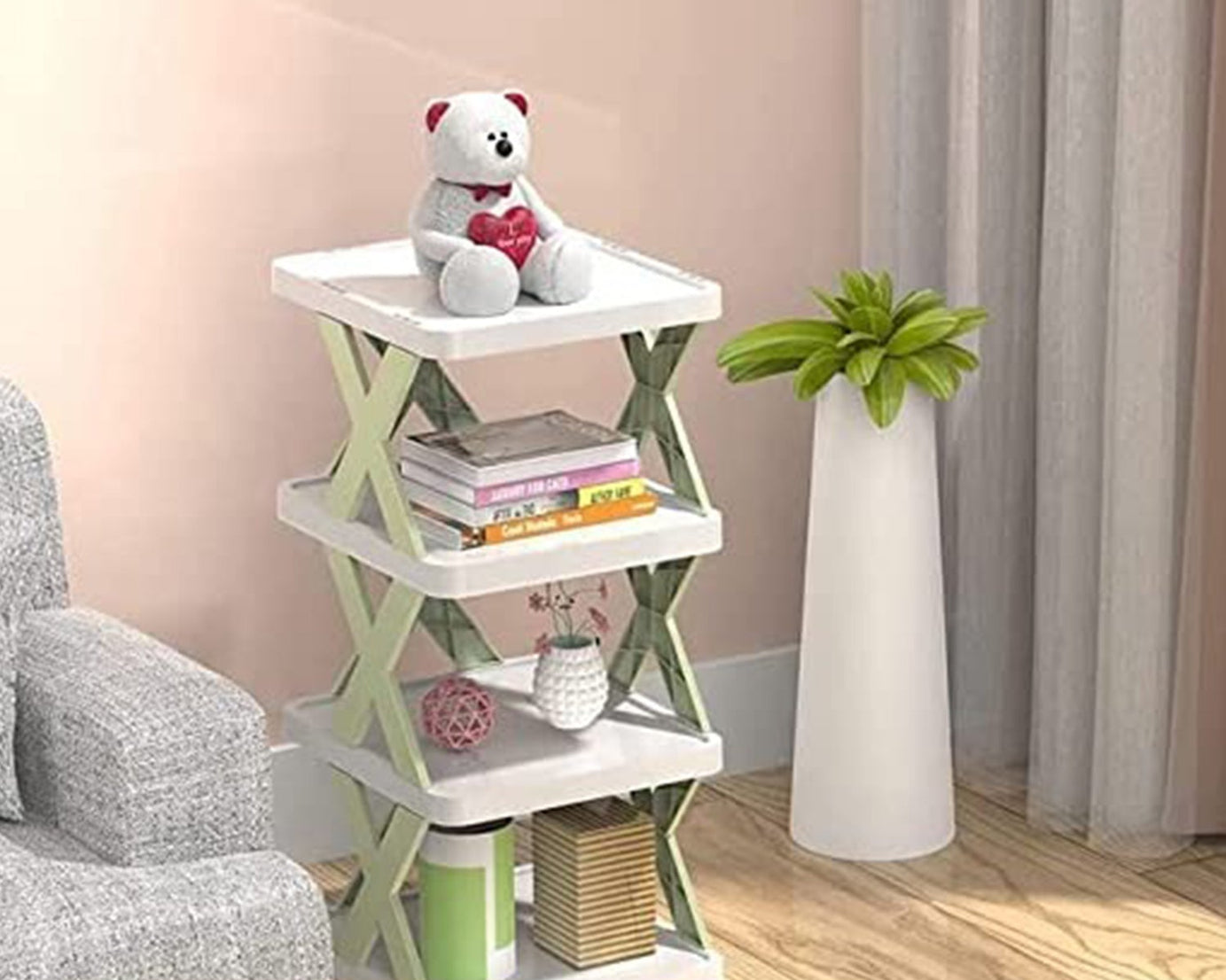4 LAYER SHOES STAND, SHOE TOWER RACK SUIT FOR SMALL SPACES, CLOSET, SMALL ENTRYWAY, EASY ASSEMBLY AND STABLE IN STRUCTURE, CORNER STORAGE CABINET FOR SAVING SPACE