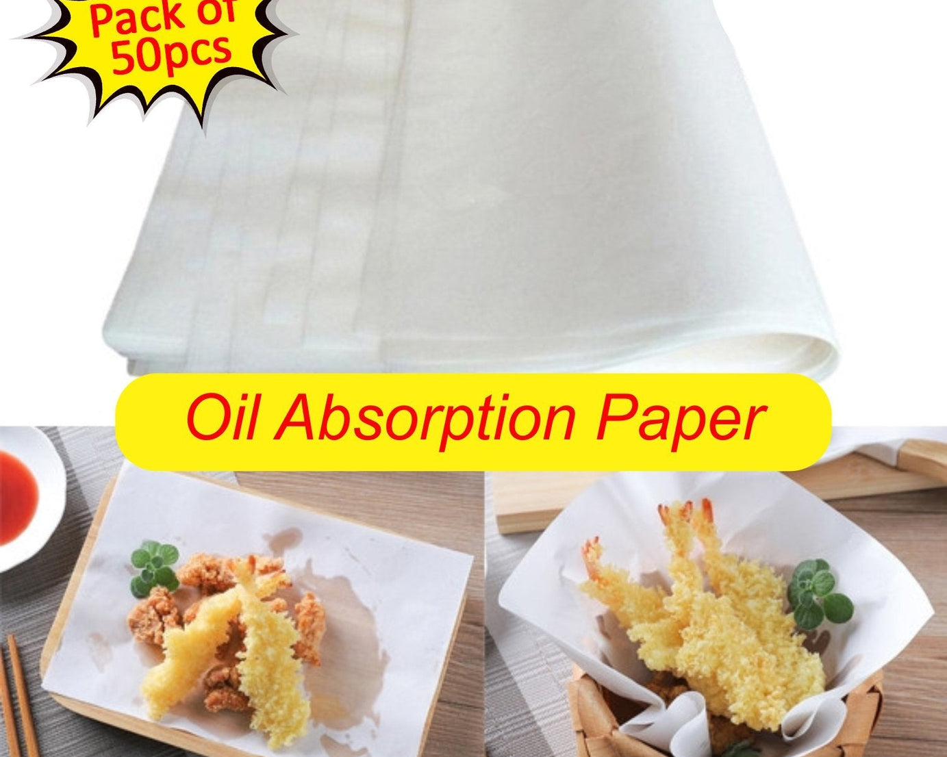 Cooking paper sheets for oil absorption, kitchen essentials